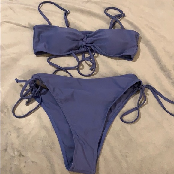 PrettyLittleThing Other - Blue Bandeau High Waist Bikini Swim Suit Set